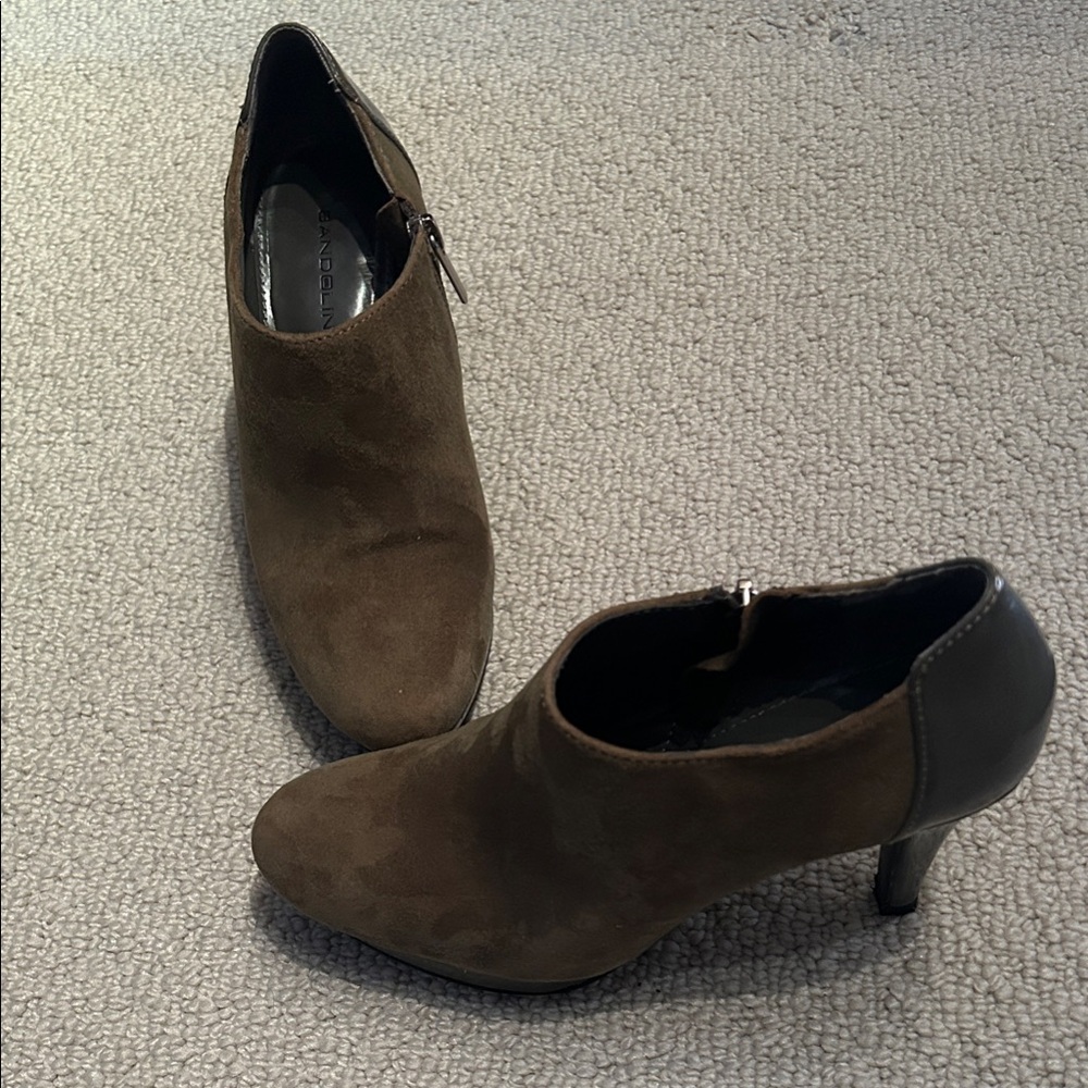 Bandolino Brown-Grey Platform Ankle Heeled Boots